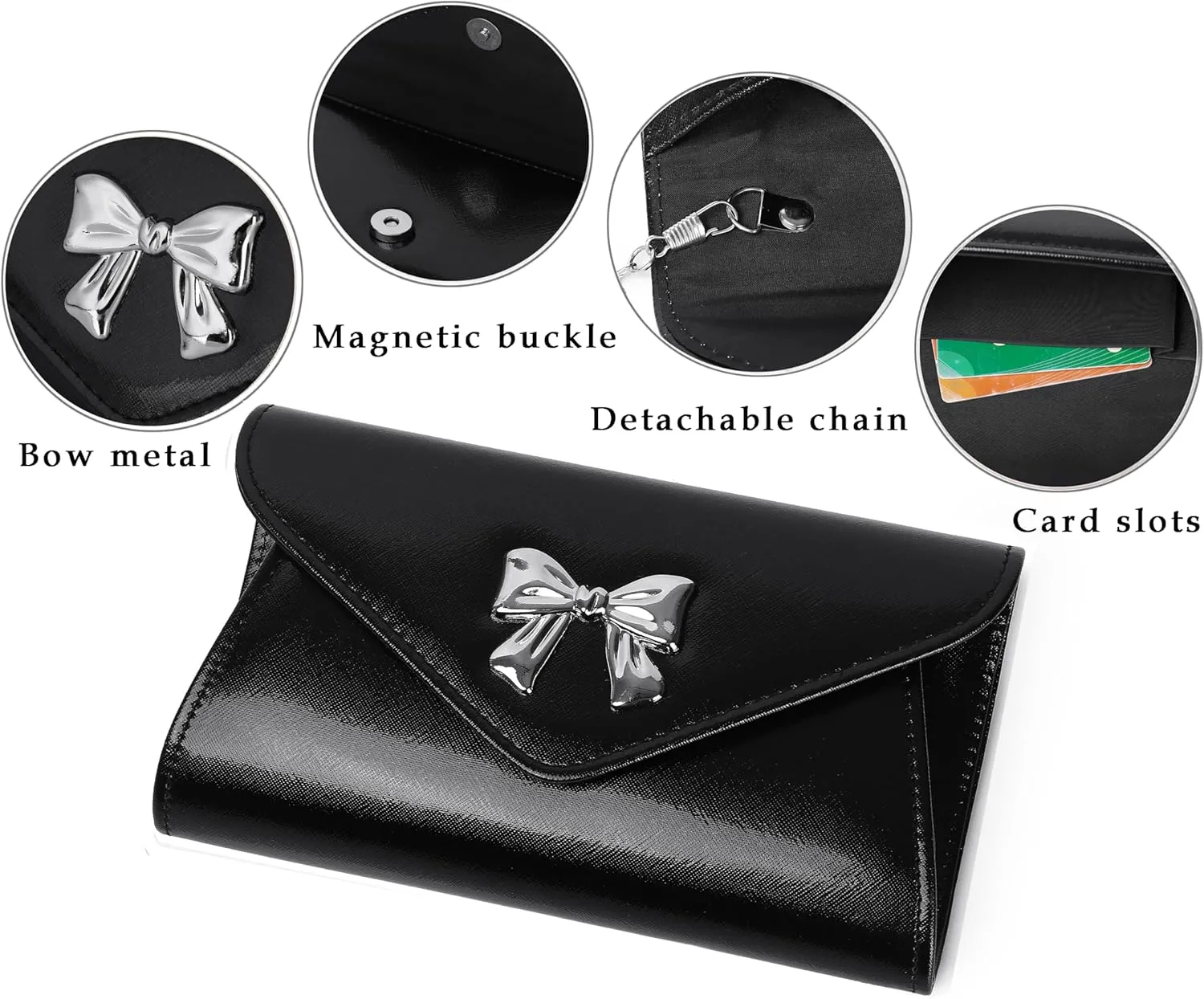 Metal Bow Women Clutch Purse Fashion PU leather handbag/shoulder bag for Wedding Party