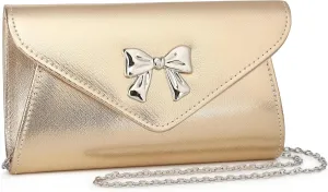 Metal Bow Women Clutch Purse Fashion PU leather handbag/shoulder bag for Wedding Party