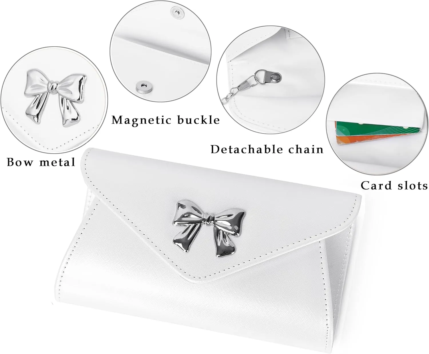 Metal Bow Women Clutch Purse Fashion PU leather handbag/shoulder bag for Wedding Party