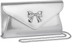 Metal Bow Women Clutch Purse Fashion PU leather handbag/shoulder bag for Wedding Party