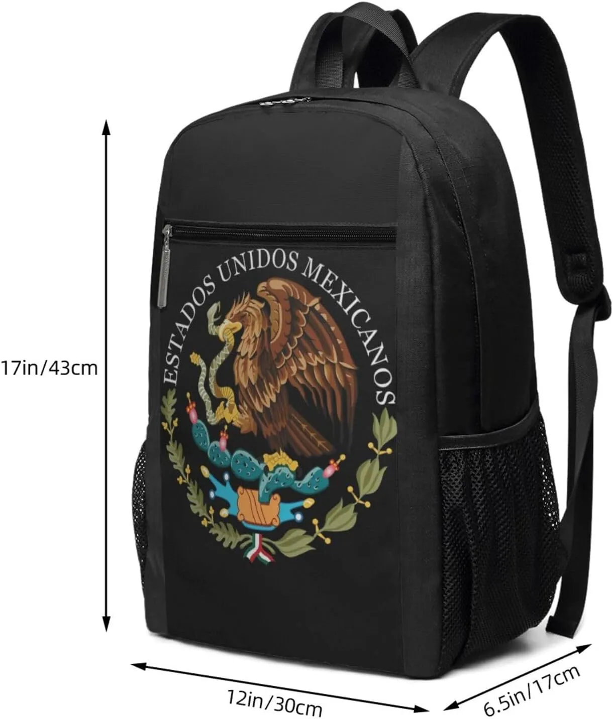 Mexico Coat Of Arms Casual Backpacks Sports Backpack Large Capacity Travel Rucksack Laptop Daypack with Multi-Pockets Adjustable Strap Work Bag for Hiking