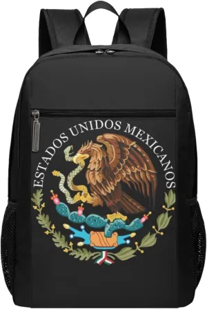 Mexico Coat Of Arms Casual Backpacks Sports Backpack Large Capacity Travel Rucksack Laptop Daypack with Multi-Pockets Adjustable Strap Work Bag for Hiking
