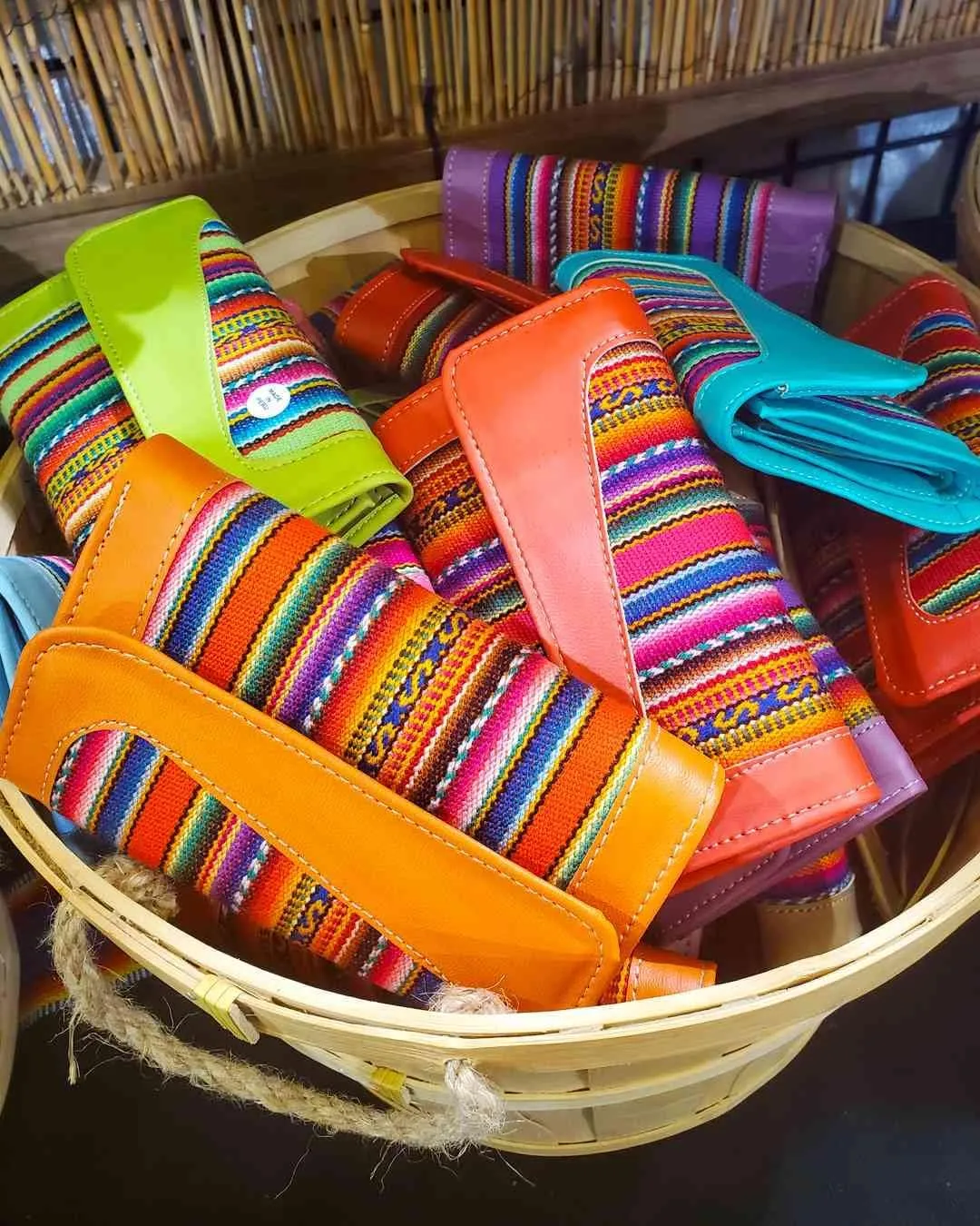 Mia Jewel Shop Multicolored Tribal Striped Print Leather Trifold Wallet ID Window Card Slots - Womens Fashion Handmade Bags Boho Travel Accessories (Lavender)