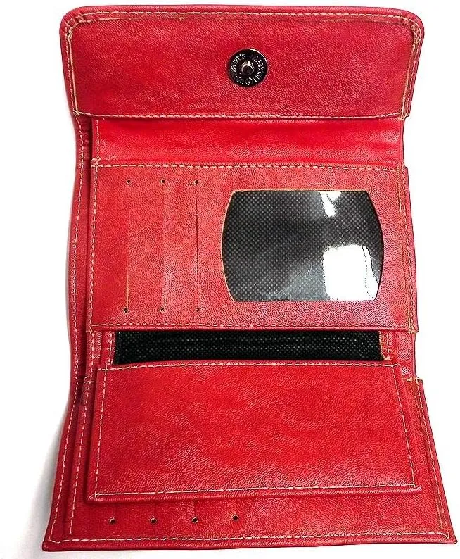 Mia Jewel Shop Multicolored Tribal Striped Print Leather Trifold Wallet ID Window Card Slots - Womens Fashion Handmade Bags Boho Travel Accessories (Red)