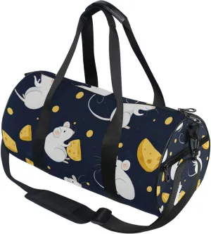 Mice and Yellow Cheese Gym Duffle Bag Women Men Sports Fitness Bag for Travel Workout Gymnastics Dance Ballet