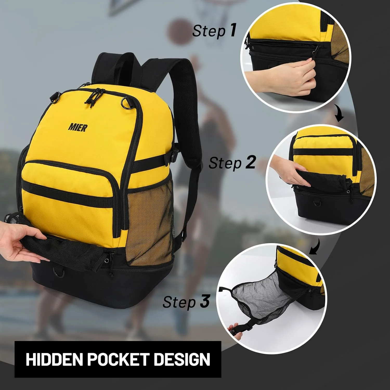 MIER Basketball Backpack Bags Sports Gym Backpacks with Shoe Compartment and Ball Holder for Adult Men Large Soccer Bag