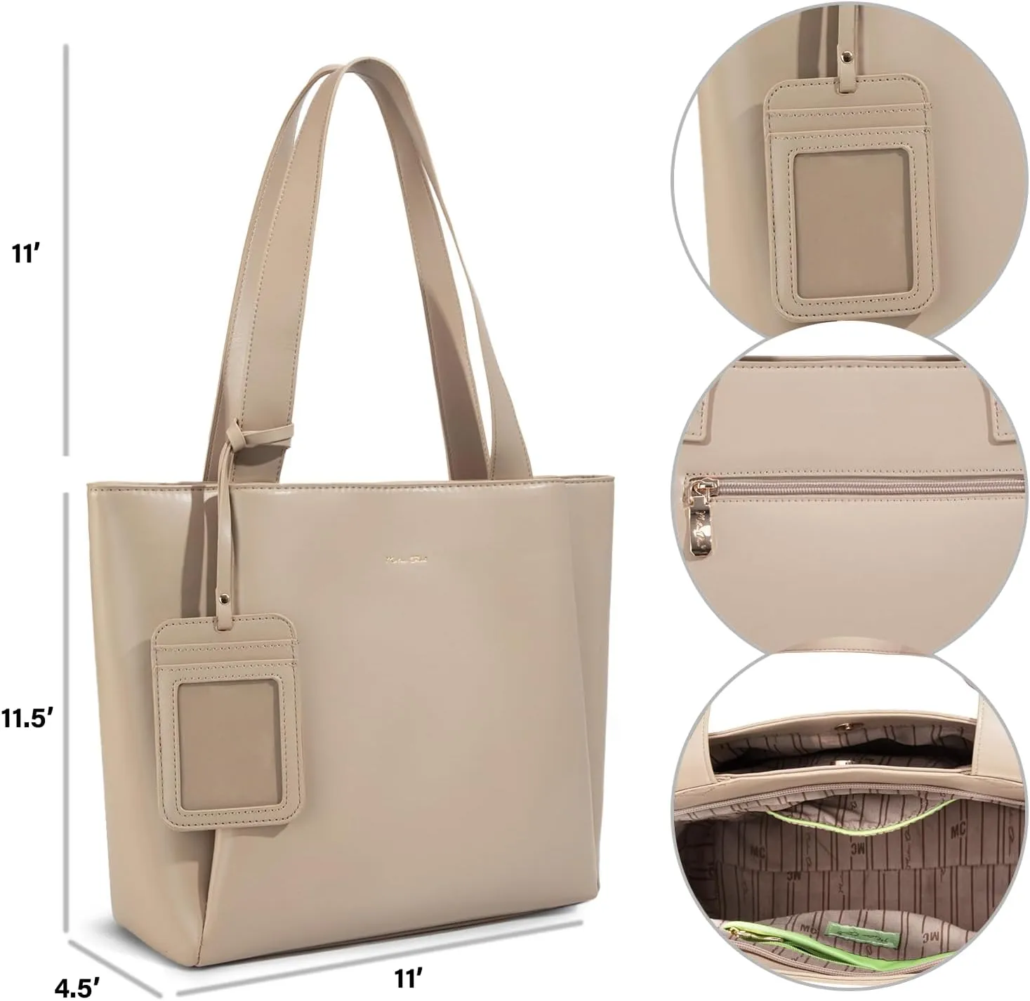 Milan Chiva Work Tote Bags for Women Middle Urban Tote Bag with Zip Compartments