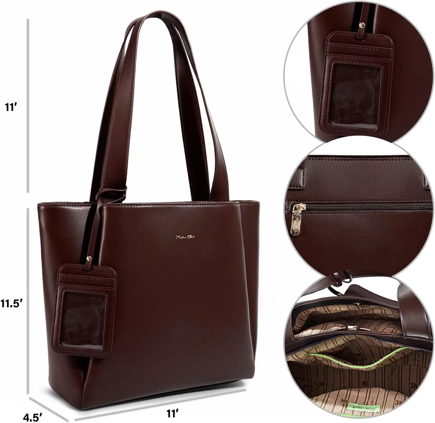 Milan Chiva Work Tote Bags for Women Middle Urban Tote Bag with Zip Compartments