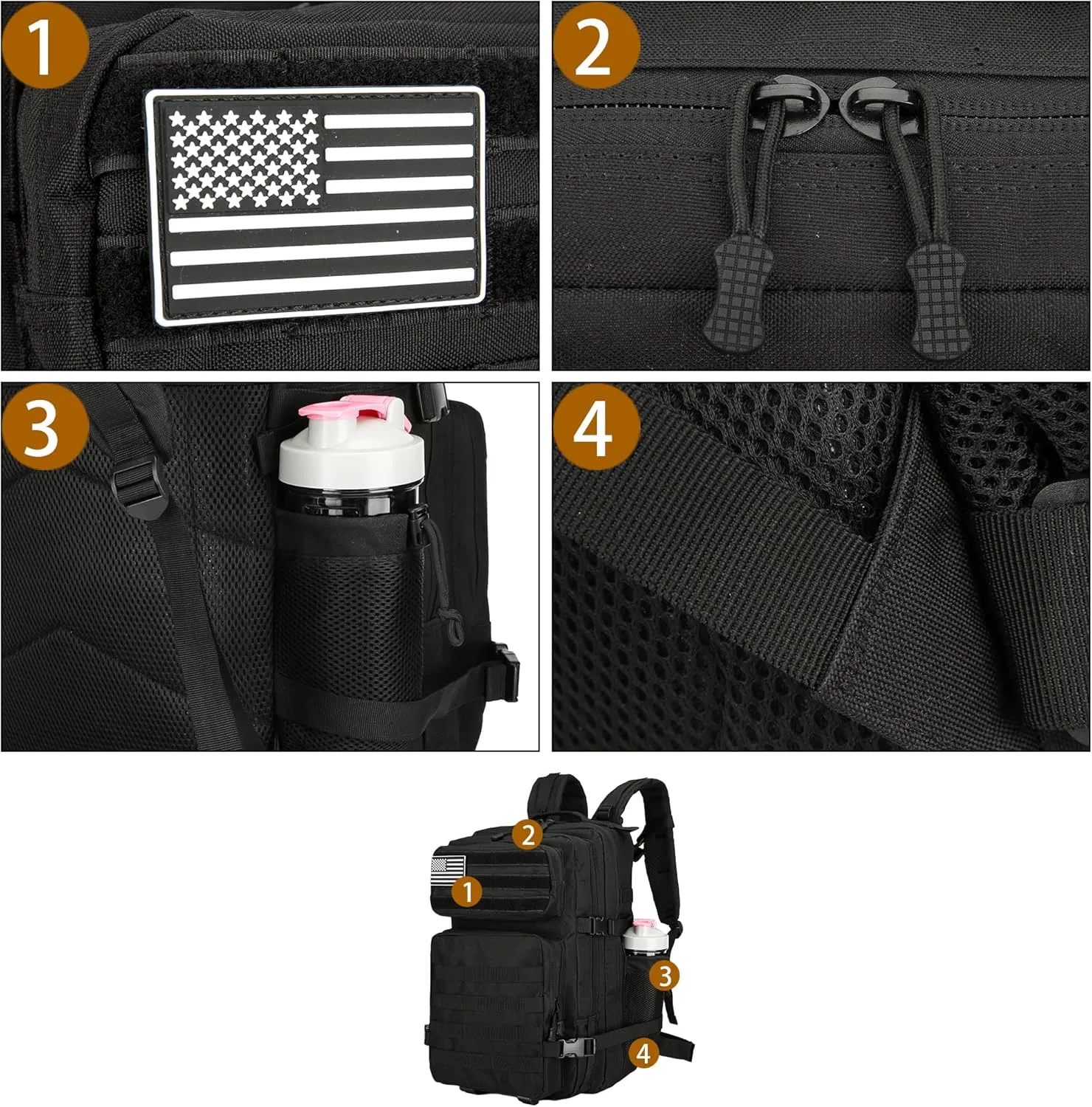 Military 45L Tactical Assault Backpack 3 day assault pack with Molle Waterproof backpack Rucksack for Tactical Backpacks