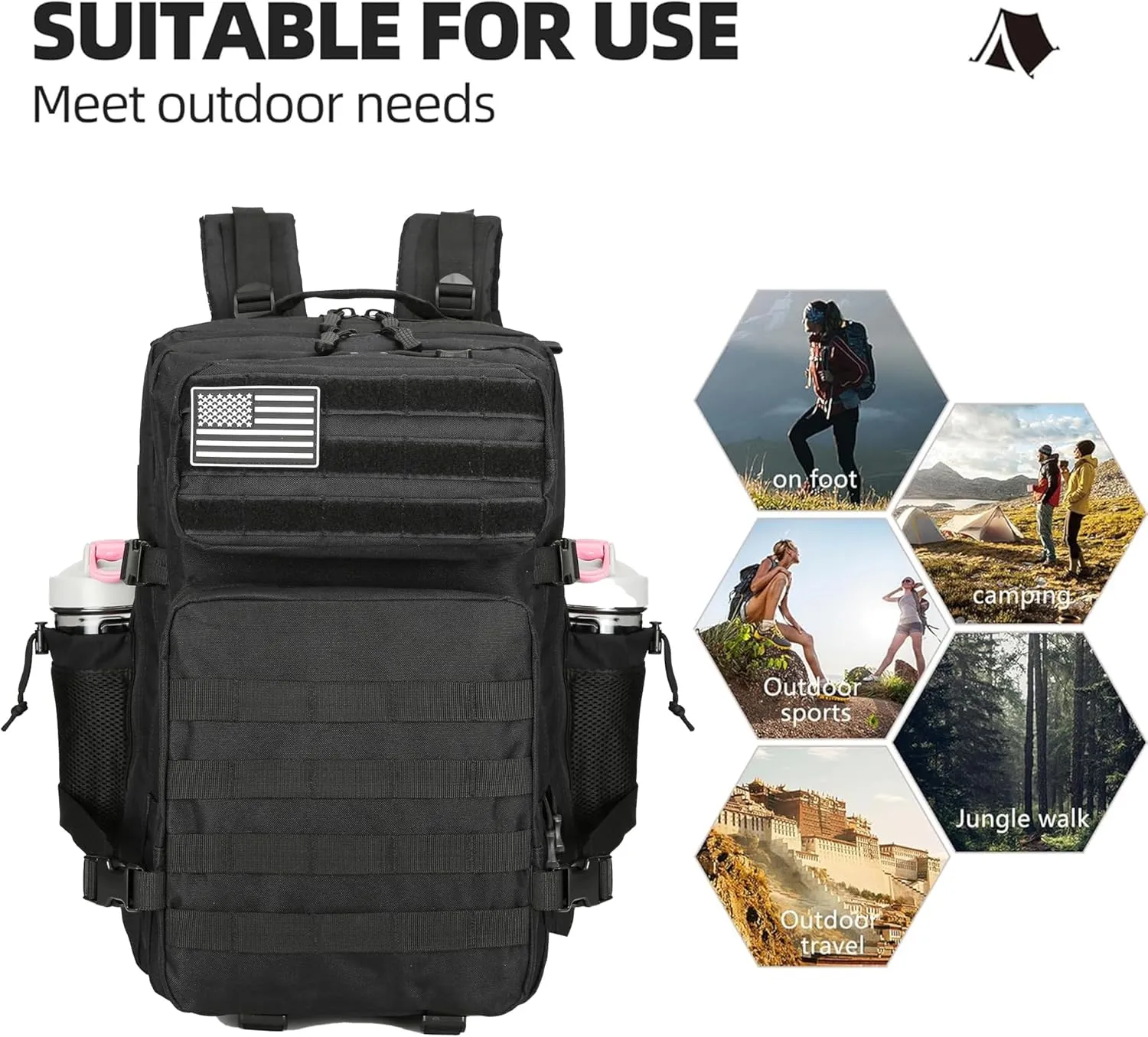 Military 45L Tactical Assault Backpack 3 day assault pack with Molle Waterproof backpack Rucksack for Tactical Backpacks