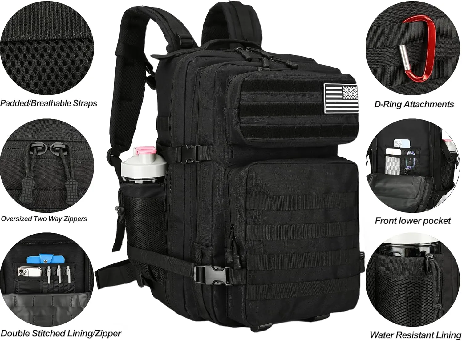 Military 45L Tactical Assault Backpack 3 day assault pack with Molle Waterproof backpack Rucksack for Tactical Backpacks
