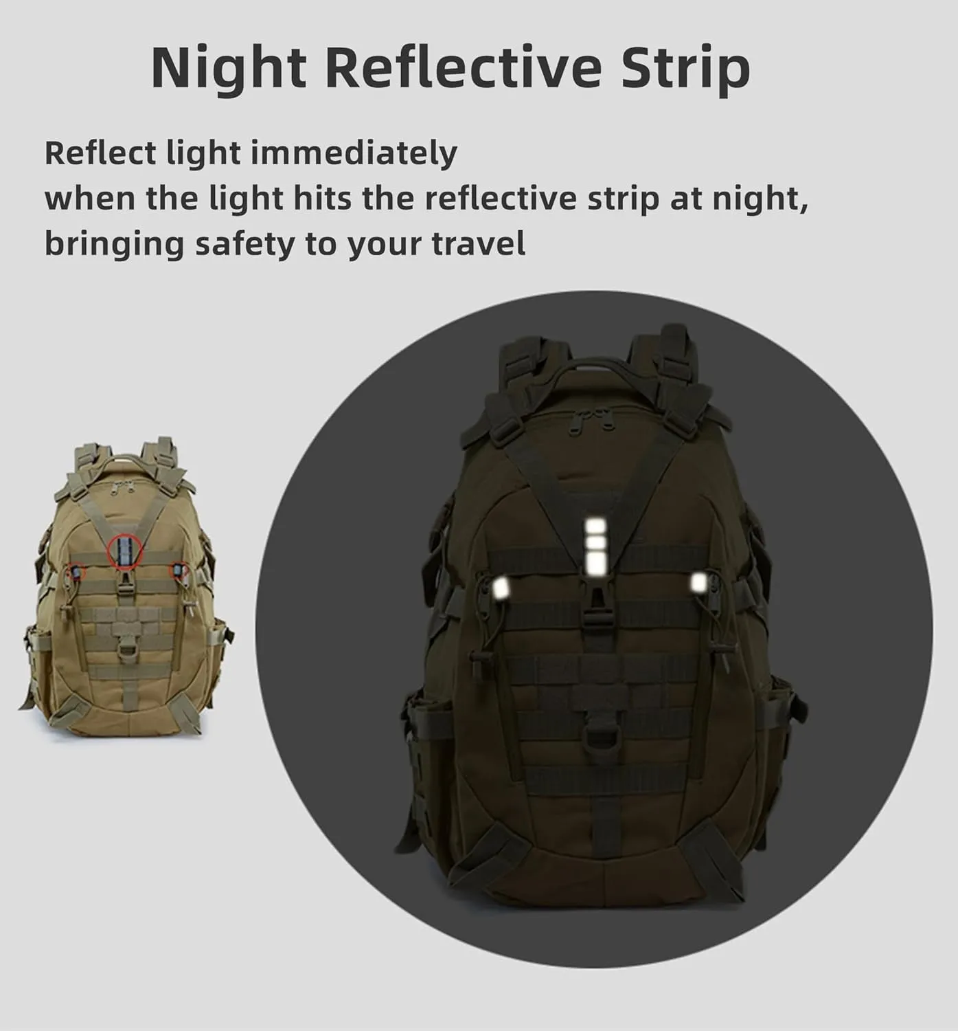 Military Tactical Backpack 25l for Men Hiking Camping Backpack with Luminous Strip Outdoor Hunting Daypack(A)