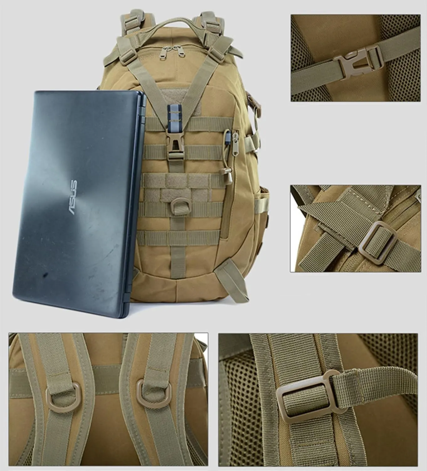 Military Tactical Backpack 25l for Men Hiking Camping Backpack with Luminous Strip Outdoor Hunting Daypack(A)