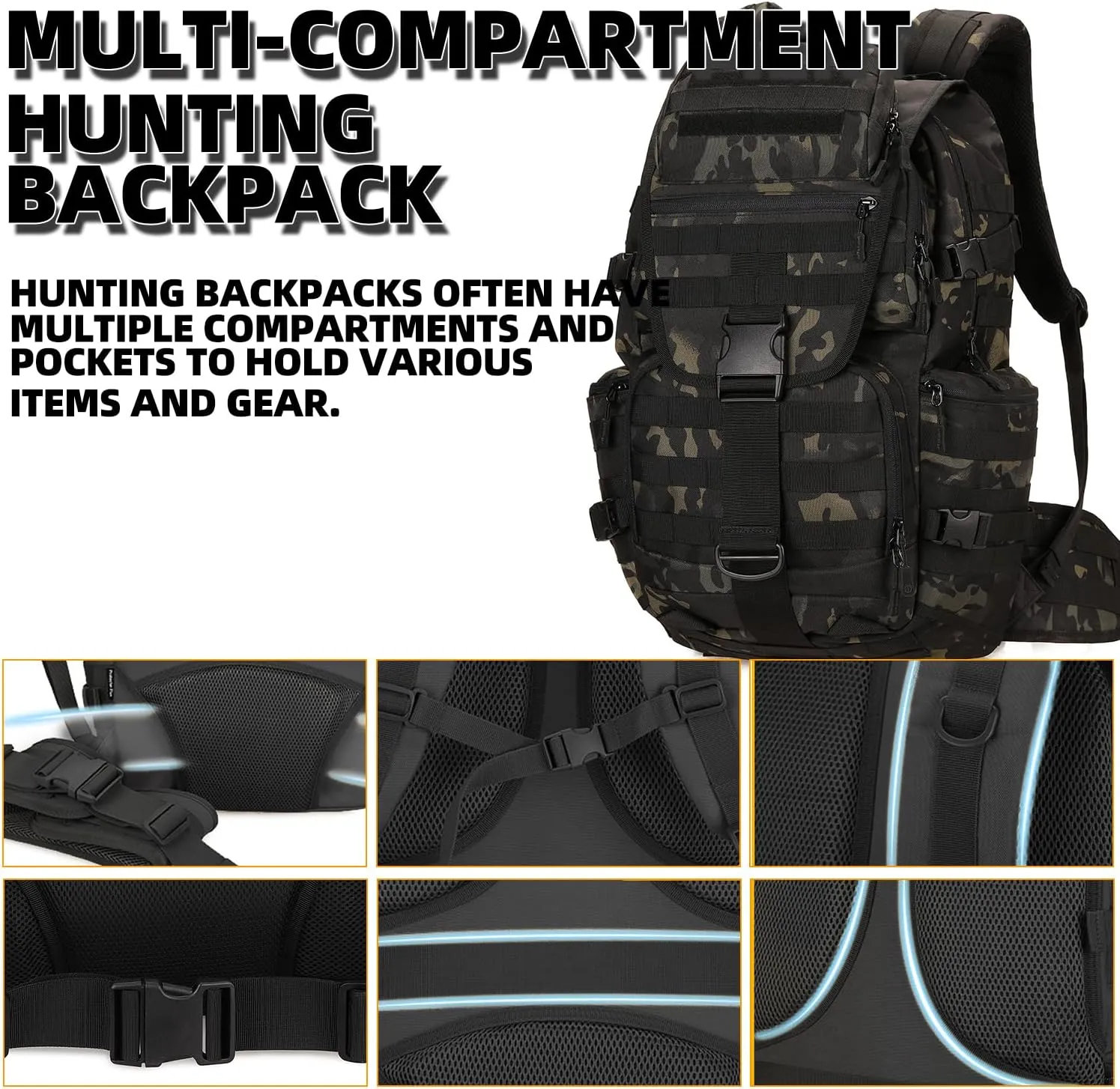 Military Tactical Backpack Waterproof Outdoor Hunting Backpack Large Capacity Hunting Day Pack