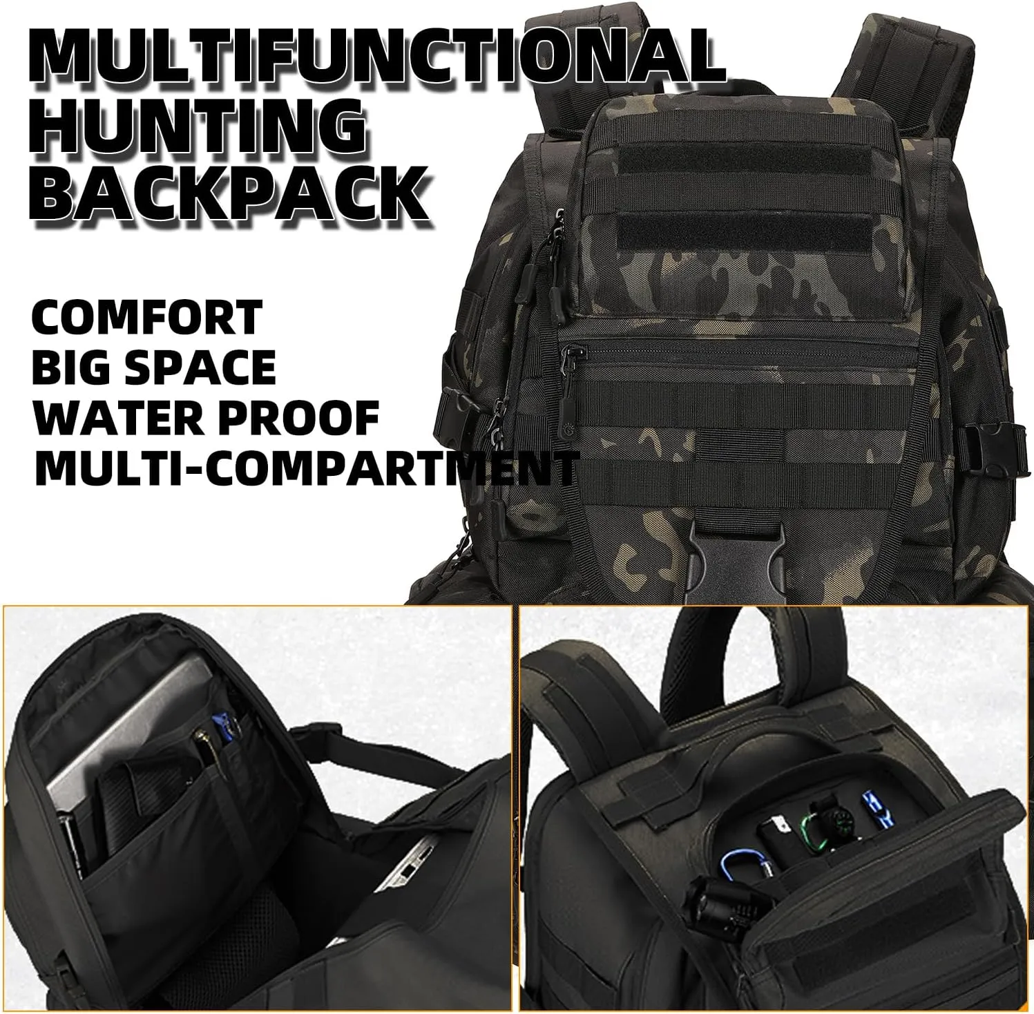 Military Tactical Backpack Waterproof Outdoor Hunting Backpack Large Capacity Hunting Day Pack