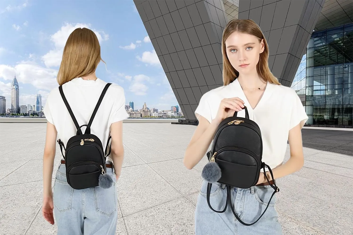 Mini Backpack for Women Girls Leather Backpacks Casual Small Daypack Shoulder Bag with Pockets