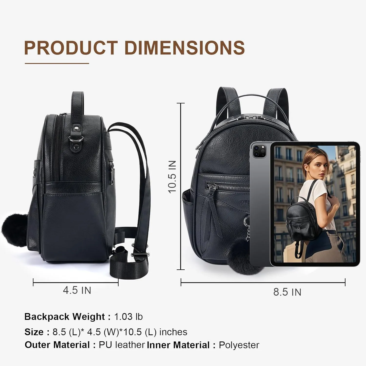 Mini Backpack Purse for Women Fashion Cute Small Travel Backpacks Pompom Daypacks Shoulder Handbag