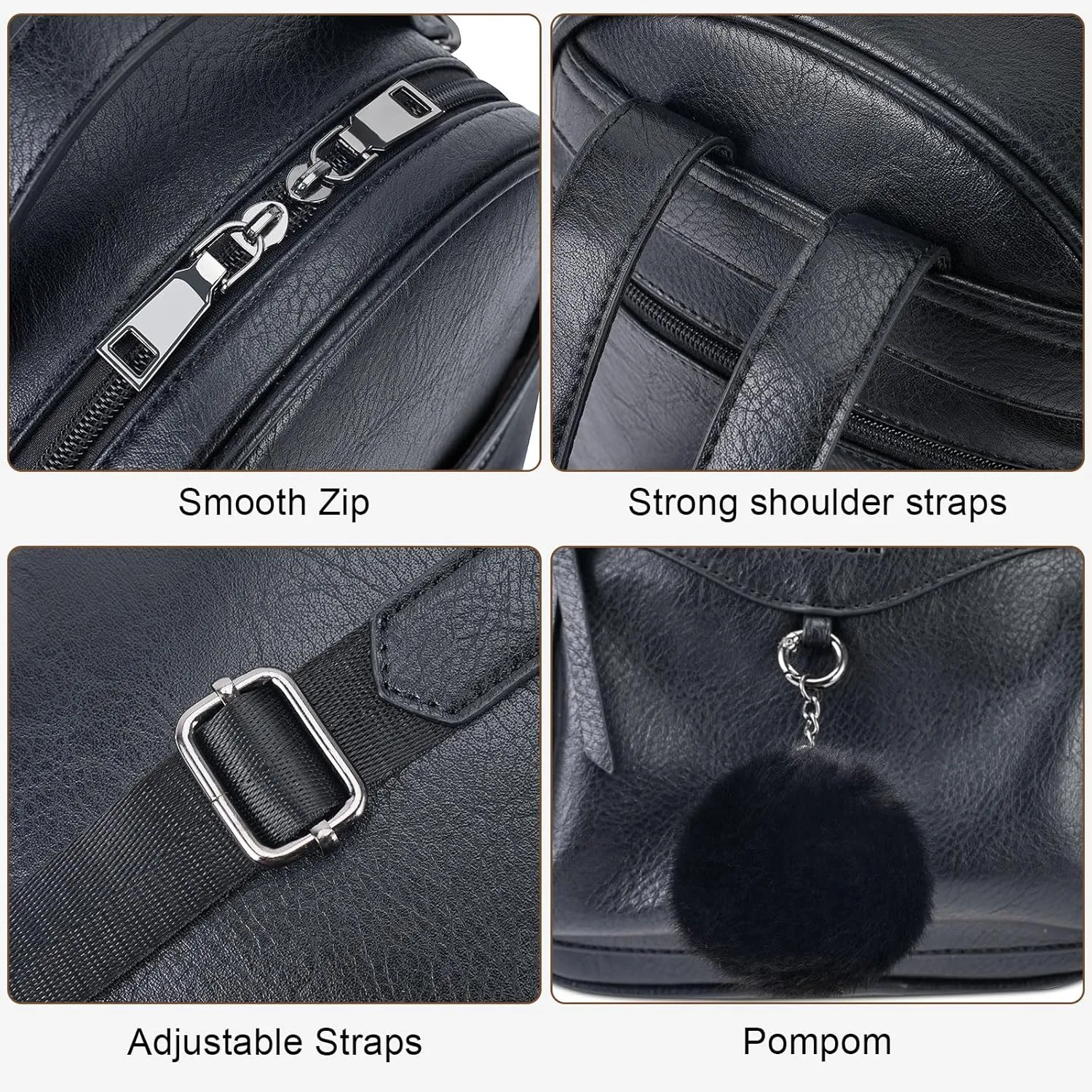 Mini Backpack Purse for Women Fashion Cute Small Travel Backpacks Pompom Daypacks Shoulder Handbag