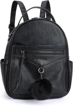 Mini Backpack Purse for Women Fashion Cute Small Travel Backpacks Pompom Daypacks Shoulder Handbag