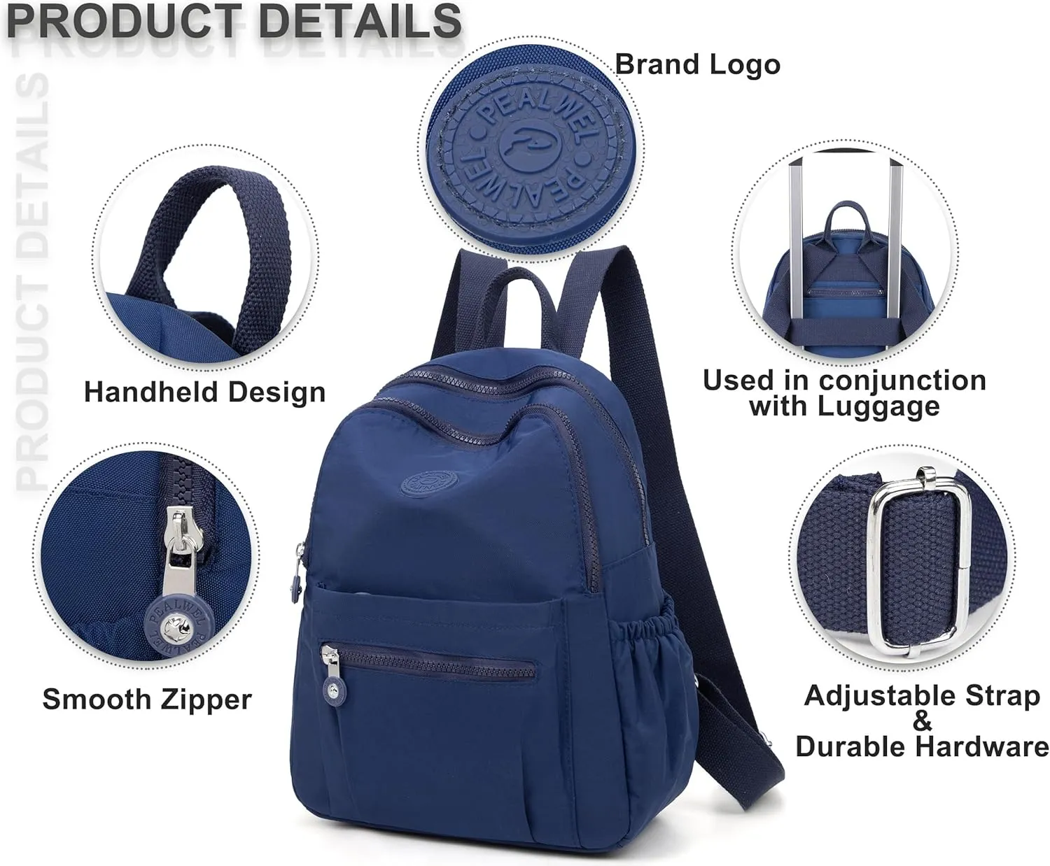 Mini Backpack Purse for Women,Small Nylon backpacks for Ladies Backpacks Women Anti Theft Travel Bag (Dark Blue)