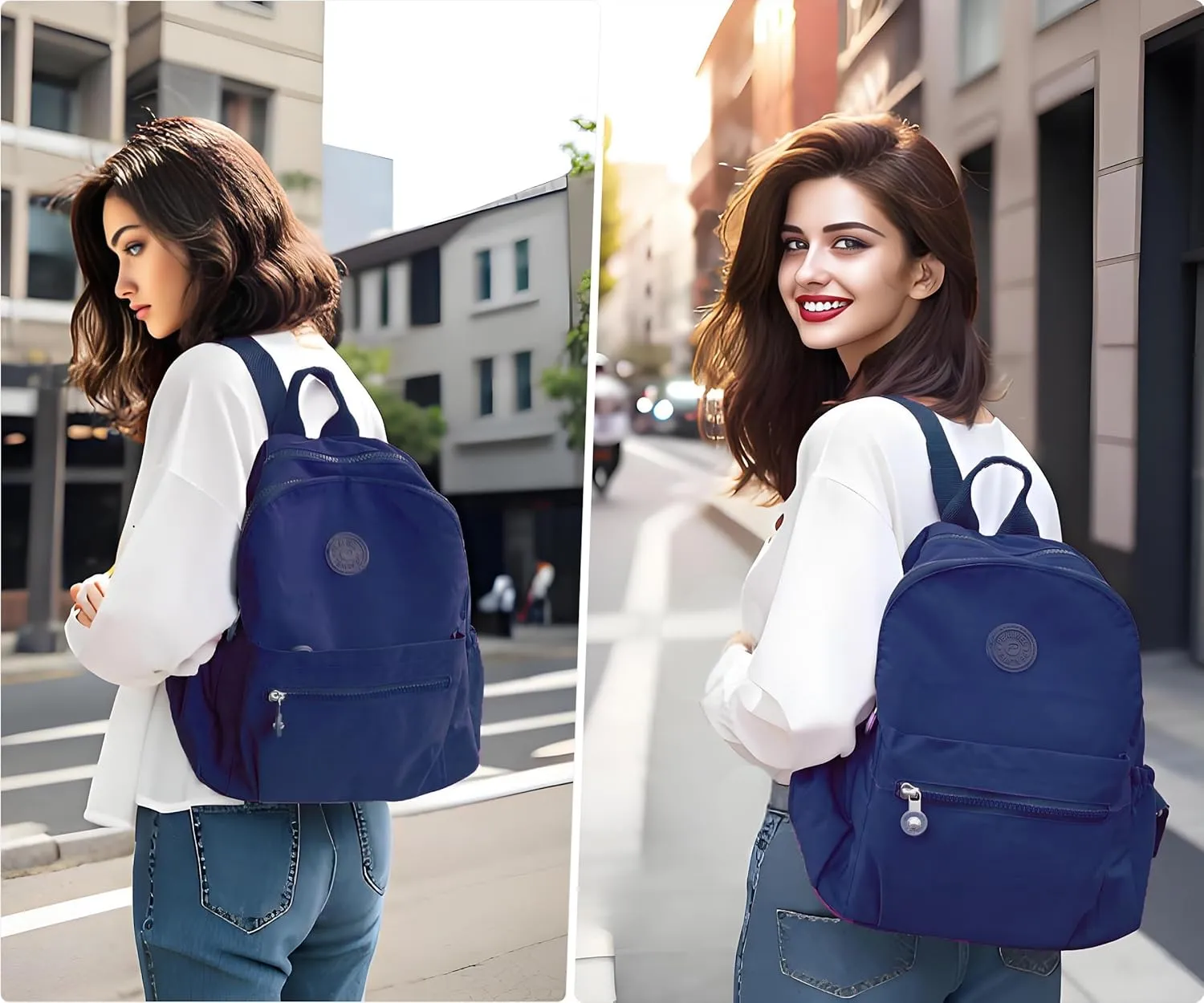 Mini Backpack Purse for Women,Small Nylon backpacks for Ladies Backpacks Women Anti Theft Travel Bag (Dark Blue)