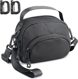 Mini Crossbody Bags for Men, Triple Zip Crossbody Bag Mini messenger bag Multi Pocket Purse with Adjustable Strap