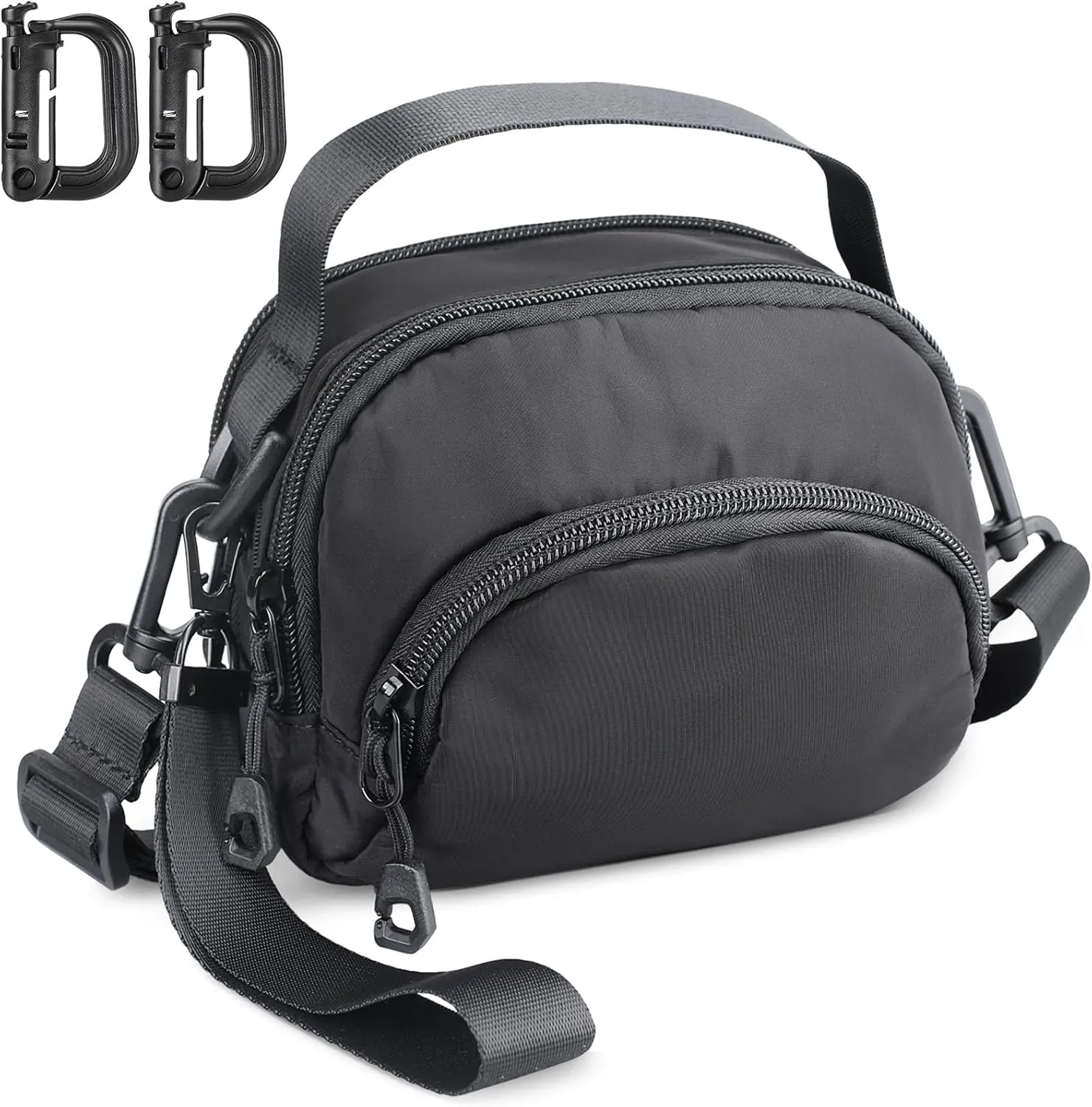 Mini Crossbody Bags for Men, Triple Zip Crossbody Bag Mini messenger bag Multi Pocket Purse with Adjustable Strap