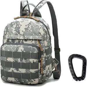 Mini Tactical Backpack, 6L Small Sling Backpacks Shoulder Bag For Running Travel Daypack with Carabiner For Men Women