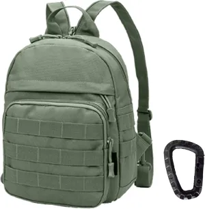 Mini Tactical Backpack, 6L Small Sling Backpacks Shoulder Bag For Running Travel Daypack with Carabiner For Men Women