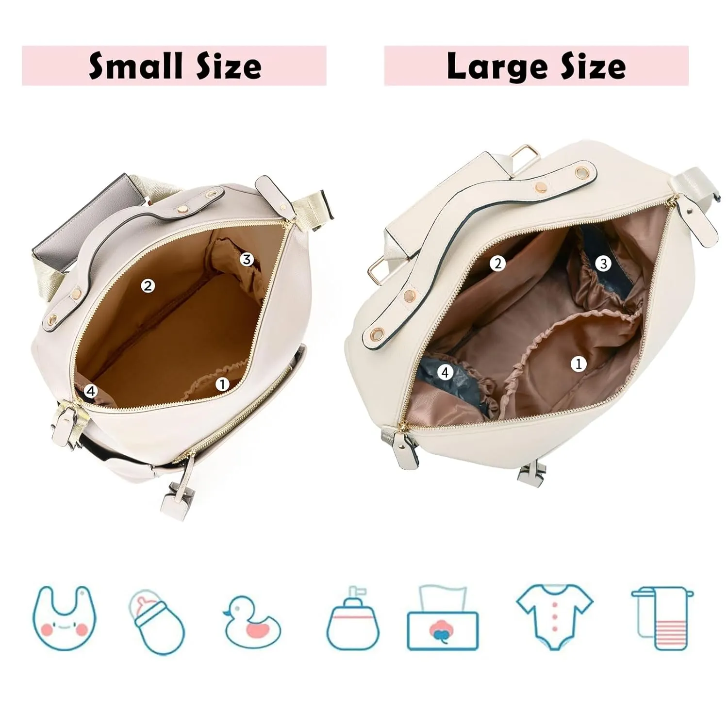 Minsong Diaper Bag Backpack, Waterproof Leather Diaper Bags With Changing Station for Baby, Fashion Nappy Travel Backpack for Mom Dad