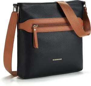 Missnine Crossbody Bags for Women Multi Pocket Purses Soft Leather Medium Shoulder Handbags with Adjustable Strap