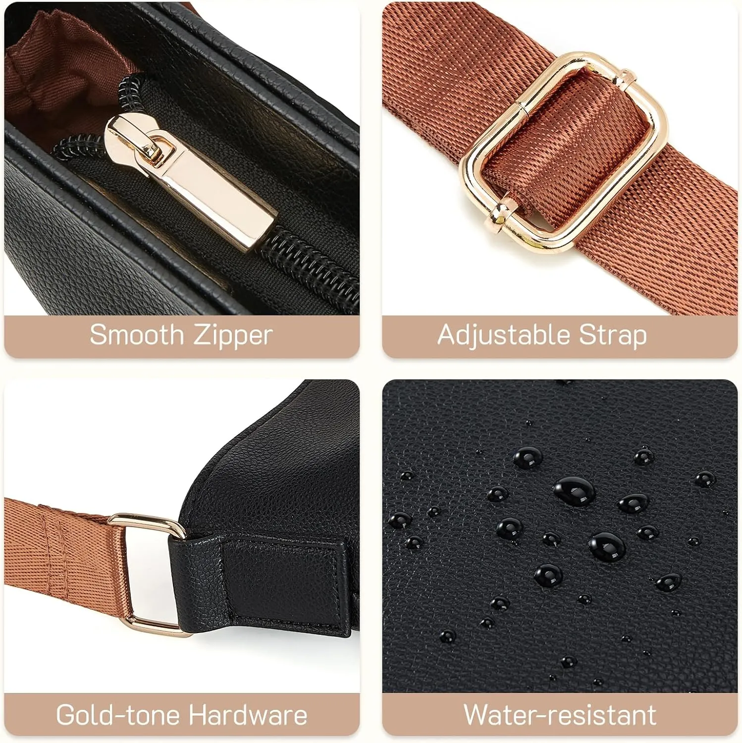 Missnine Crossbody Bags for Women Multi Pocket Purses Soft Leather Medium Shoulder Handbags with Adjustable Strap