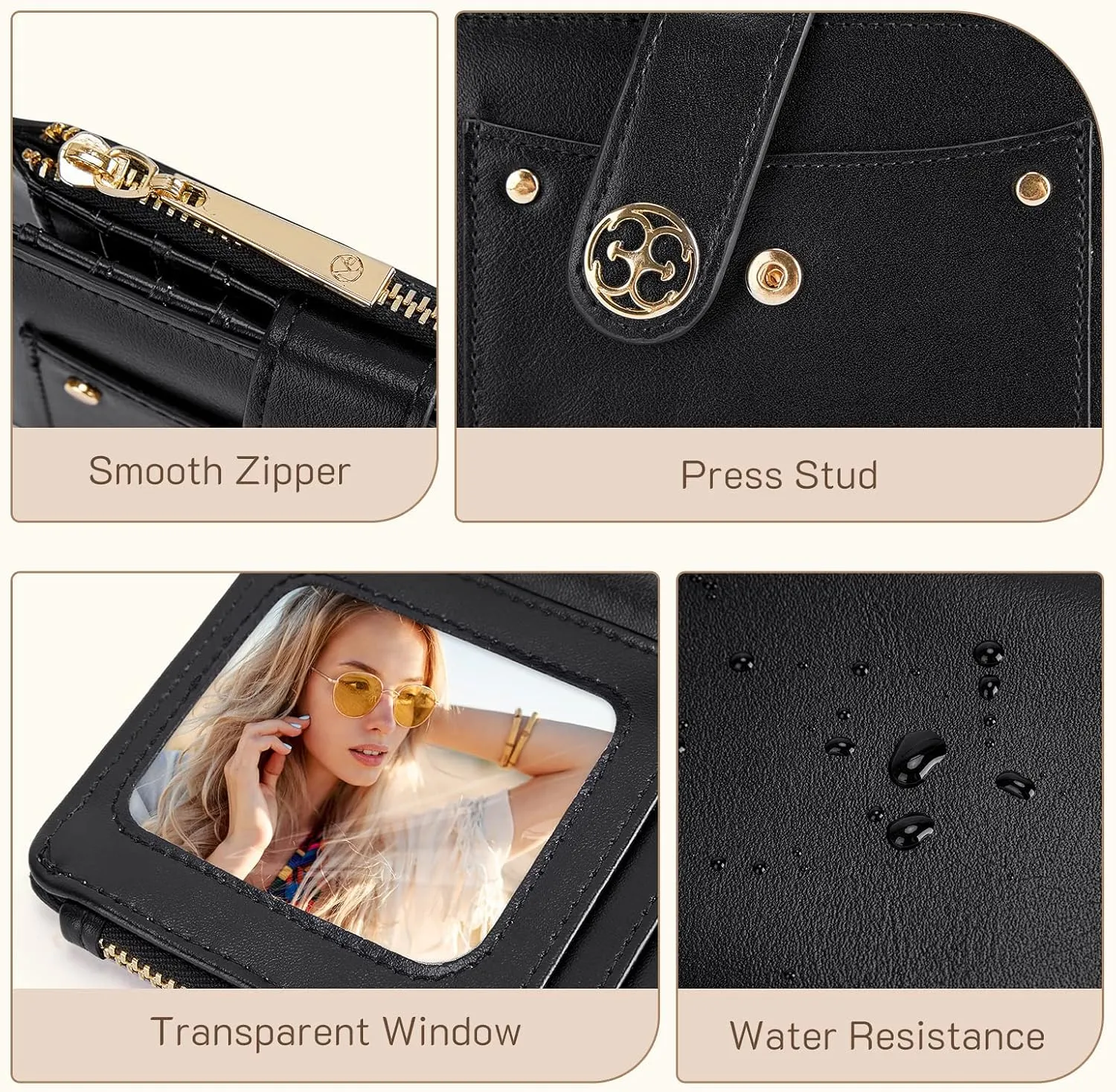 Missnine Small Wallet for Women RFID Compact Wallet Vegan Leather Bifold Ladies Wallet with Card Holder and Coin Purse