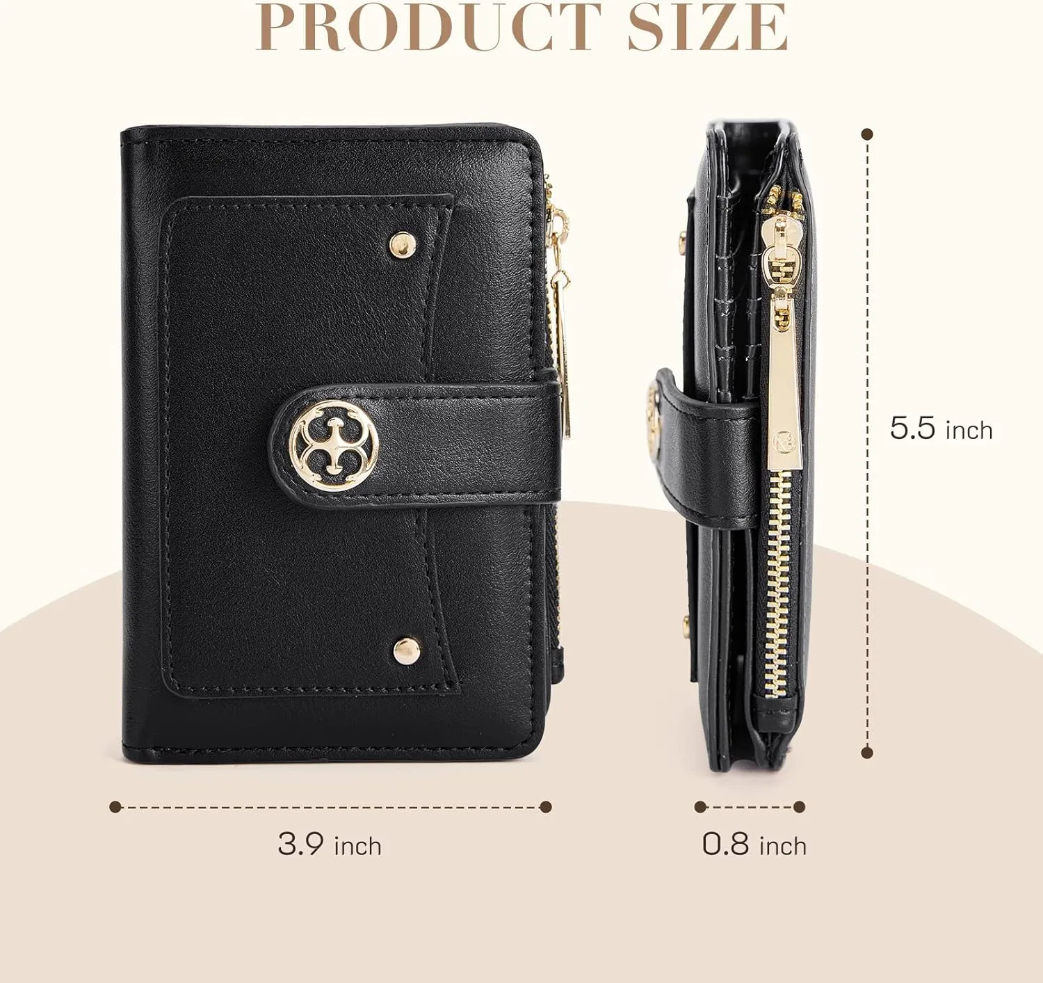 Missnine Small Wallet for Women RFID Compact Wallet Vegan Leather Bifold Ladies Wallet with Card Holder and Coin Purse