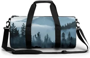 Misty Mountain Forests Animal Bear Gym Bag Cylindrical Sports Bag Travel Duffel Bag with Shoulder Strap