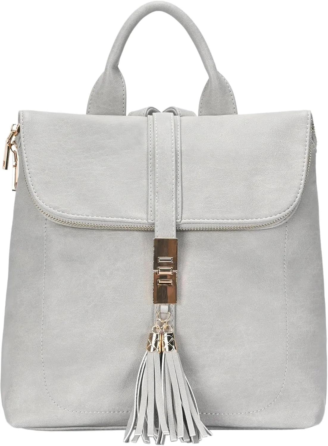 Miztique Diana Backpack Purse | Soft Vegan Leather Flap Over Tote Bag | 11L x 5.25W x 12H (Bone)