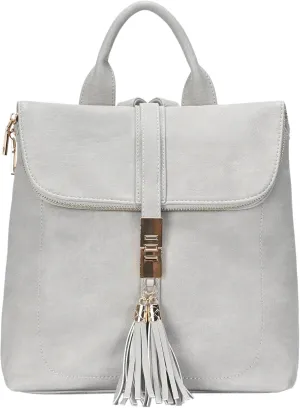 Miztique Diana Backpack Purse | Soft Vegan Leather Flap Over Tote Bag | 11L x 5.25W x 12H (Bone)