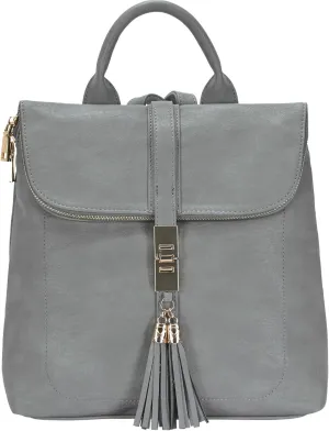 Miztique Diana Backpack Purse | Soft Vegan Leather Flap Over Tote Bag | 11L x 5.25W x 12H (Grey)