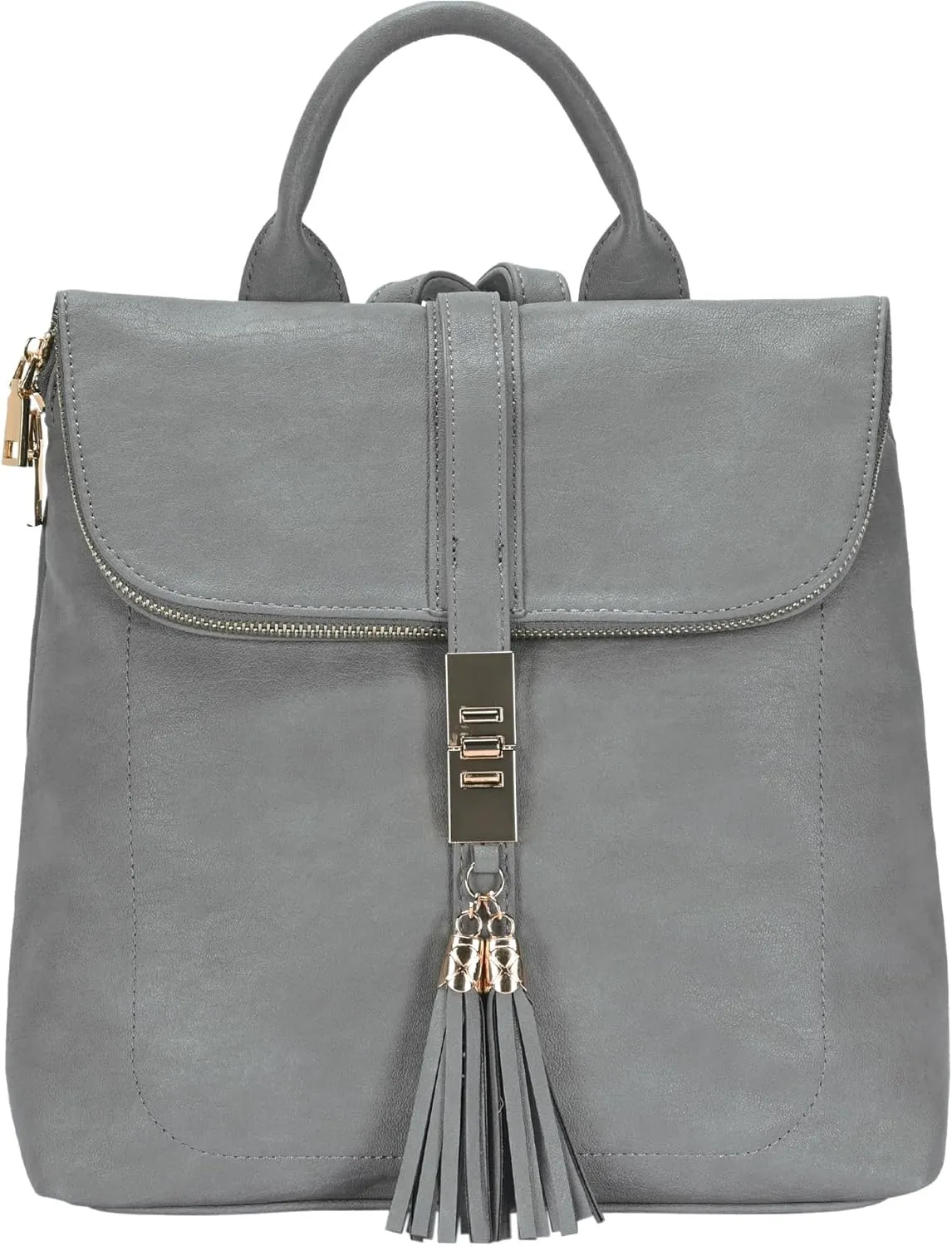 Miztique Diana Backpack Purse | Soft Vegan Leather Flap Over Tote Bag | 11L x 5.25W x 12H (Grey)