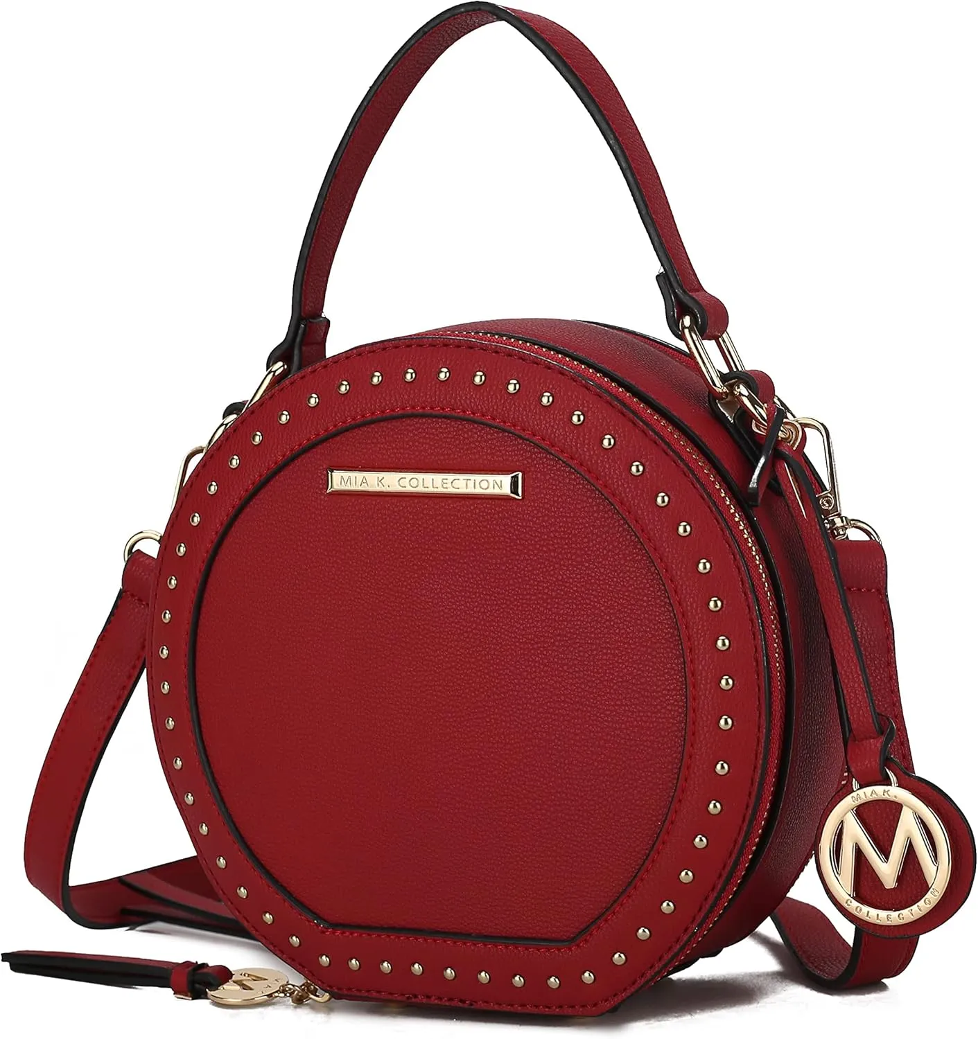 MKF Collection Round Bag for Women, Vegan Leather Circle Crossbody Bag Shoulder Purse by Mia K