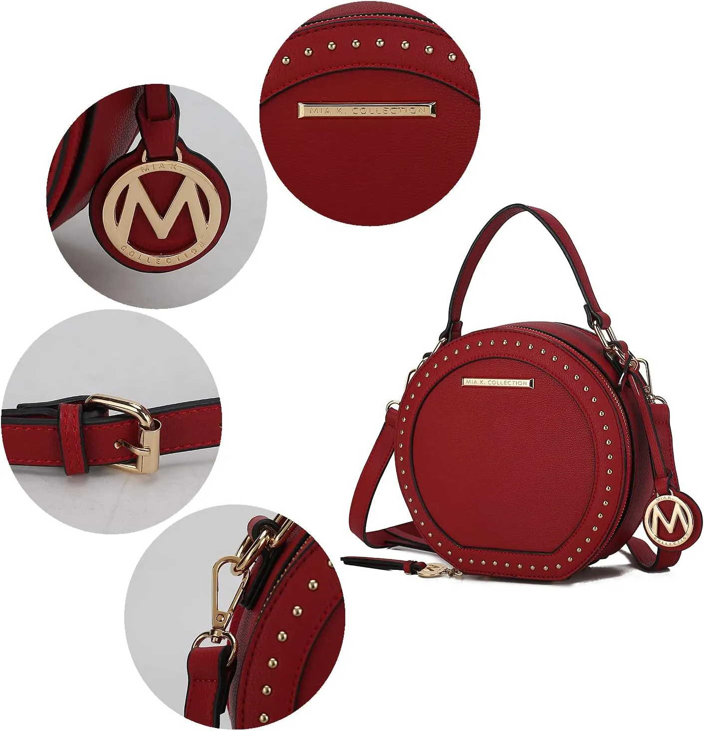 MKF Collection Round Bag for Women, Vegan Leather Circle Crossbody Bag Shoulder Purse by Mia K