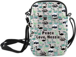 MNIGIU Mythical Ness Monster Shoulder Bag Ness Sea Creature Gift Peace Love Nessie Cryptid Crossbody Bag Nessie Lover Gift