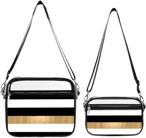 Modern Black White And Gold Striped Transparent Cross Bag Two-piece Set