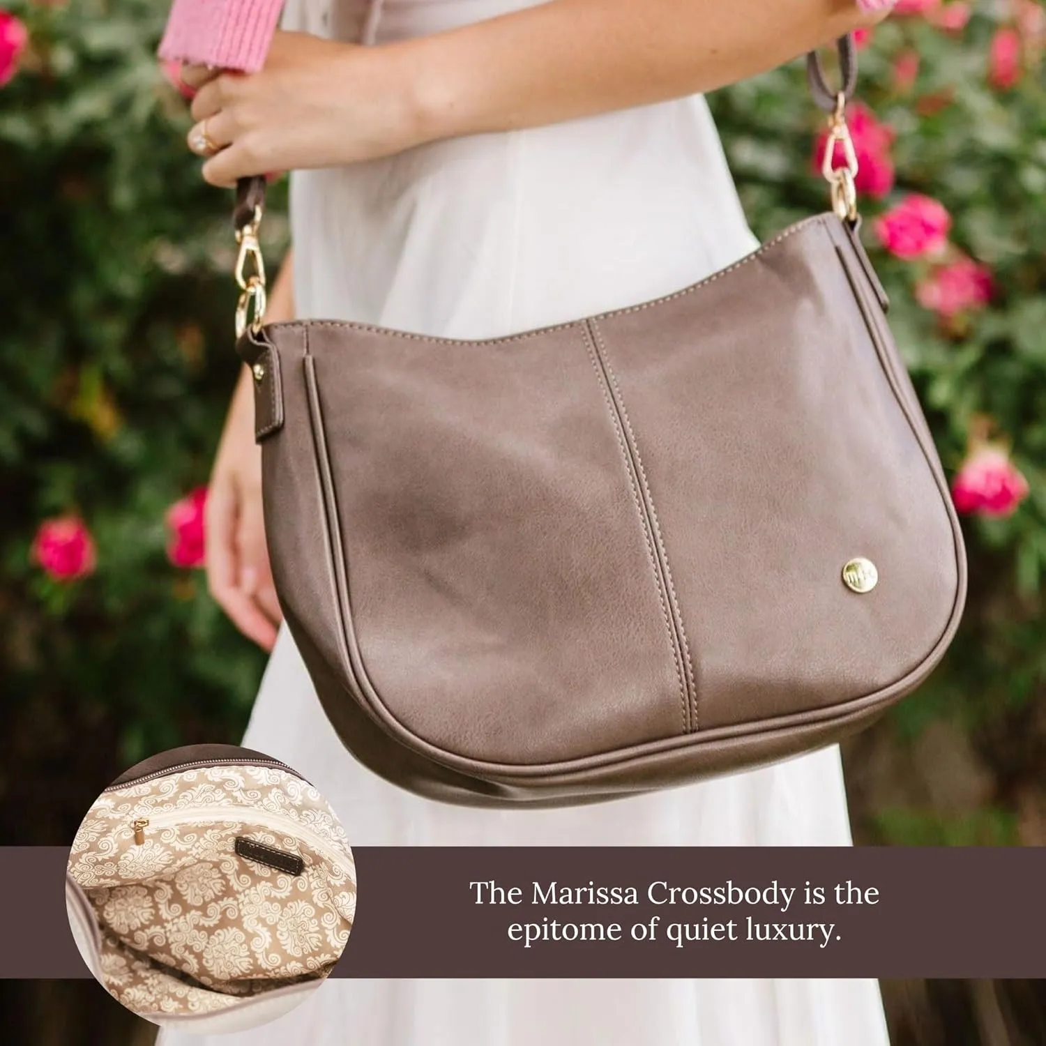 Modern Chic Crossbody Bags for Women - Marissa Saddle Crossbody, Vegan Leather Shoulder or Handbag with Two Adjustable Straps