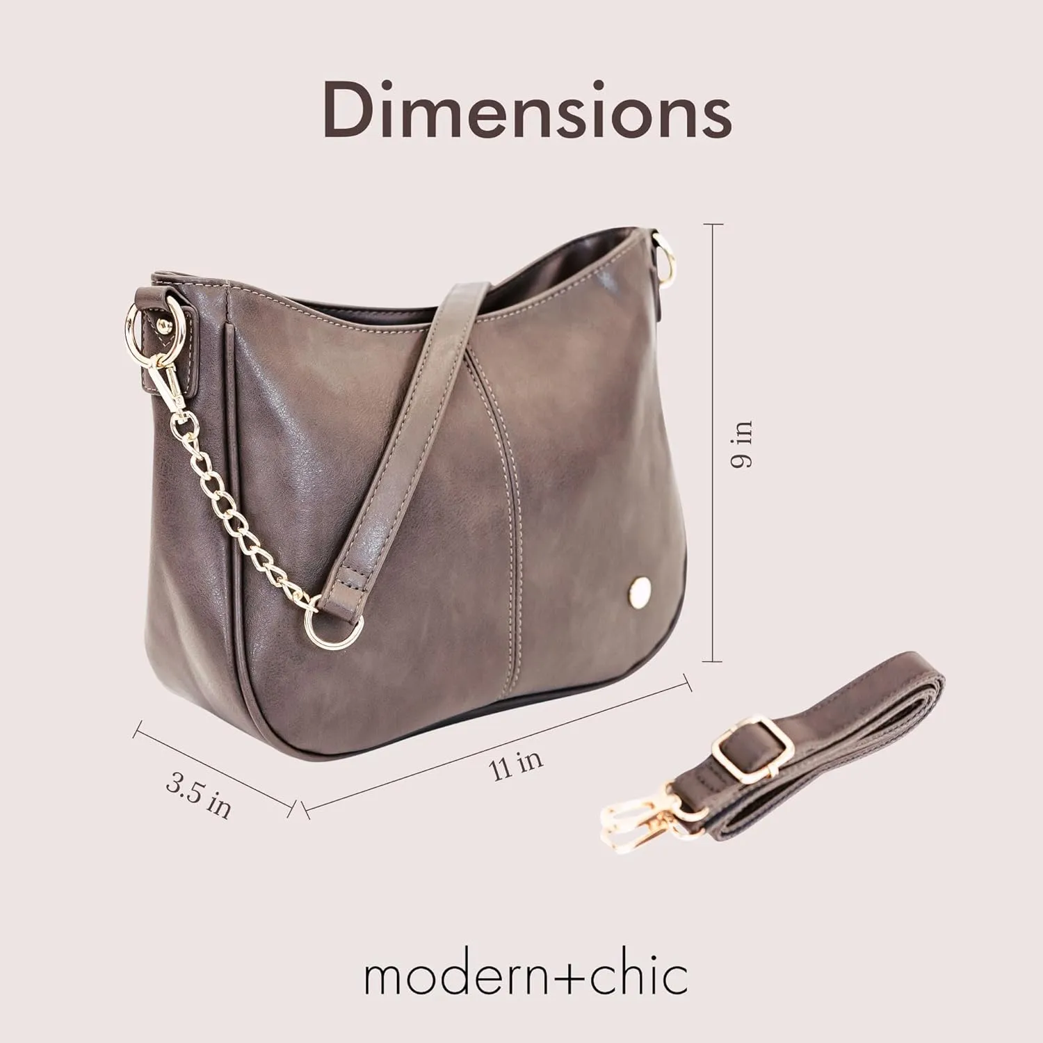 Modern Chic Crossbody Bags for Women - Marissa Saddle Crossbody, Vegan Leather Shoulder or Handbag with Two Adjustable Straps