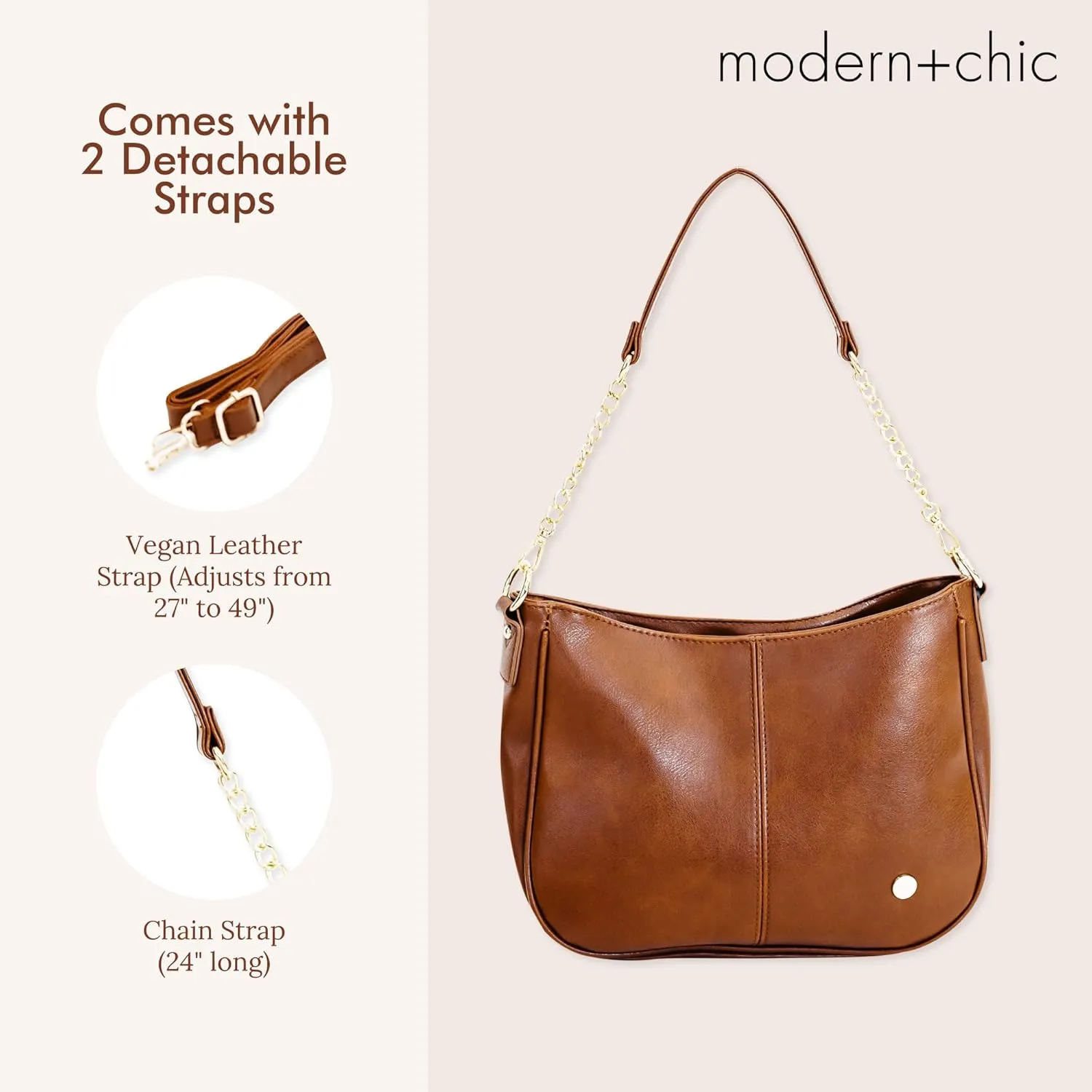 Modern Chic Crossbody Bags for Women - Marissa Saddle Crossbody, Vegan Leather Shoulder or Handbag with Two Adjustable Straps