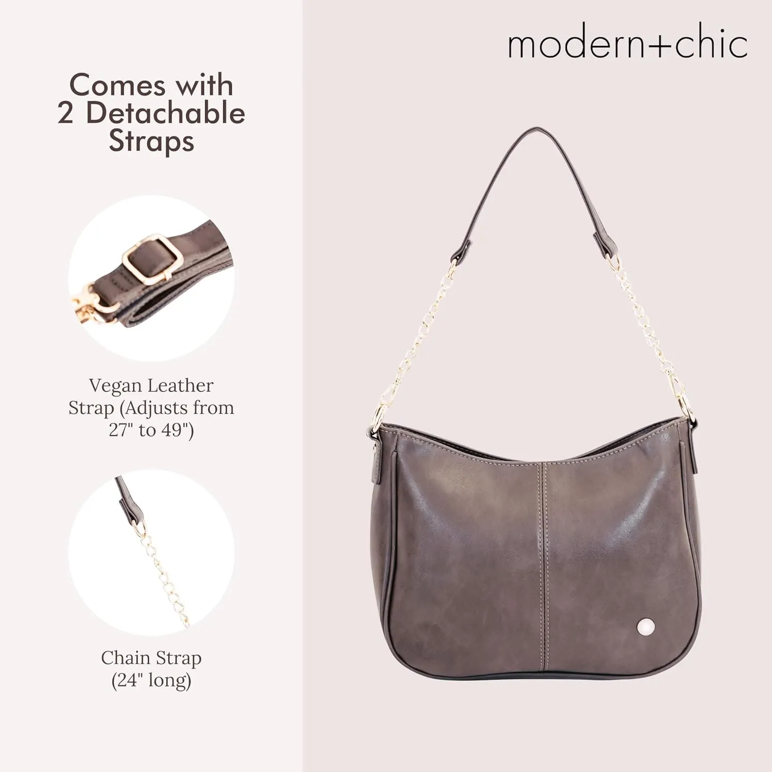 Modern Chic Crossbody Bags for Women - Marissa Saddle Crossbody, Vegan Leather Shoulder or Handbag with Two Adjustable Straps