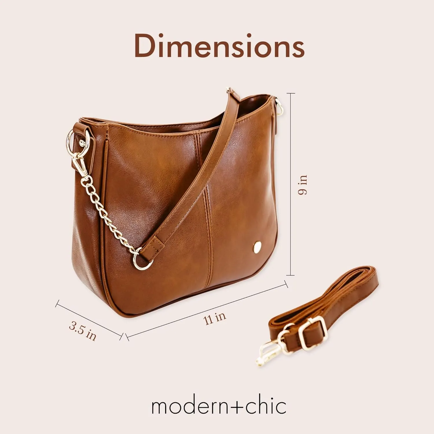 Modern Chic Crossbody Bags for Women - Marissa Saddle Crossbody, Vegan Leather Shoulder or Handbag with Two Adjustable Straps