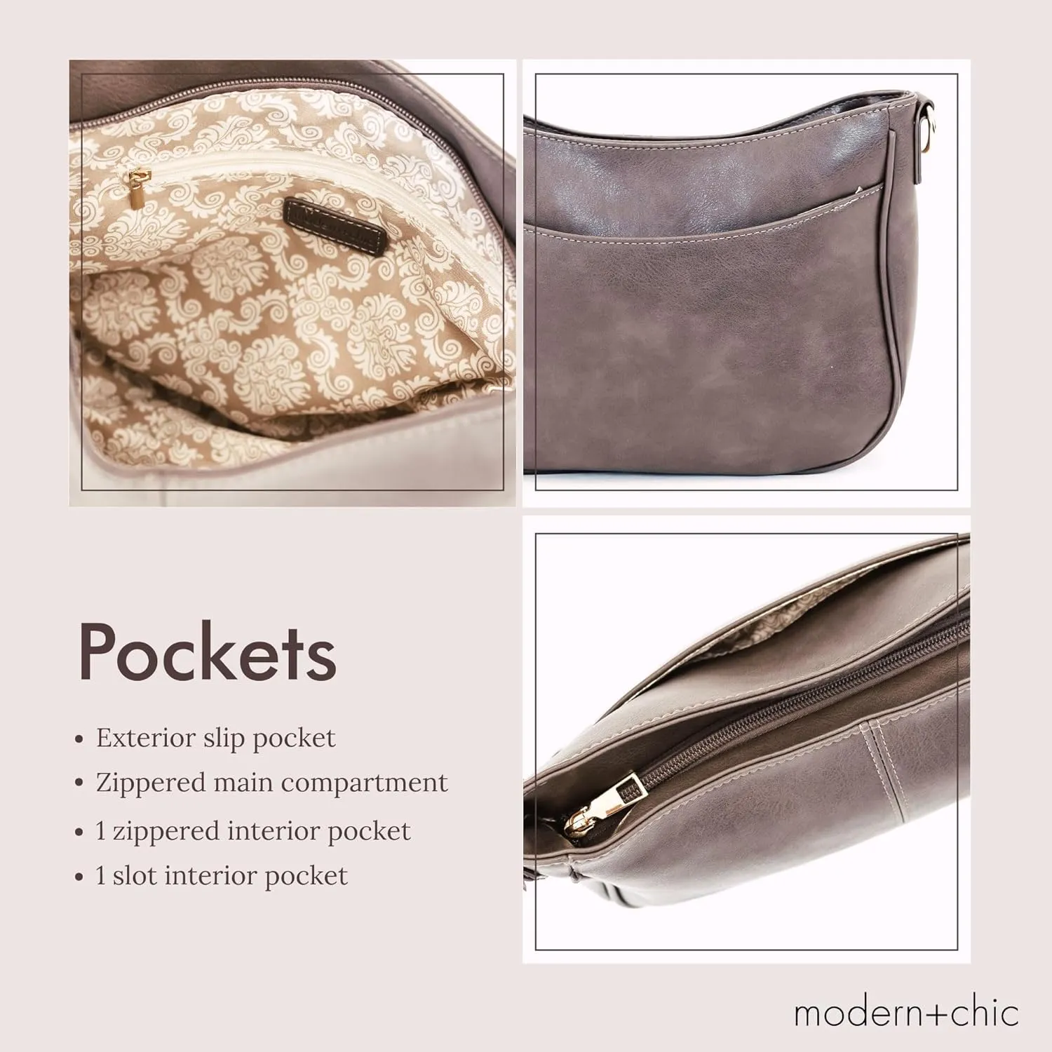 Modern Chic Crossbody Bags for Women - Marissa Saddle Crossbody, Vegan Leather Shoulder or Handbag with Two Adjustable Straps