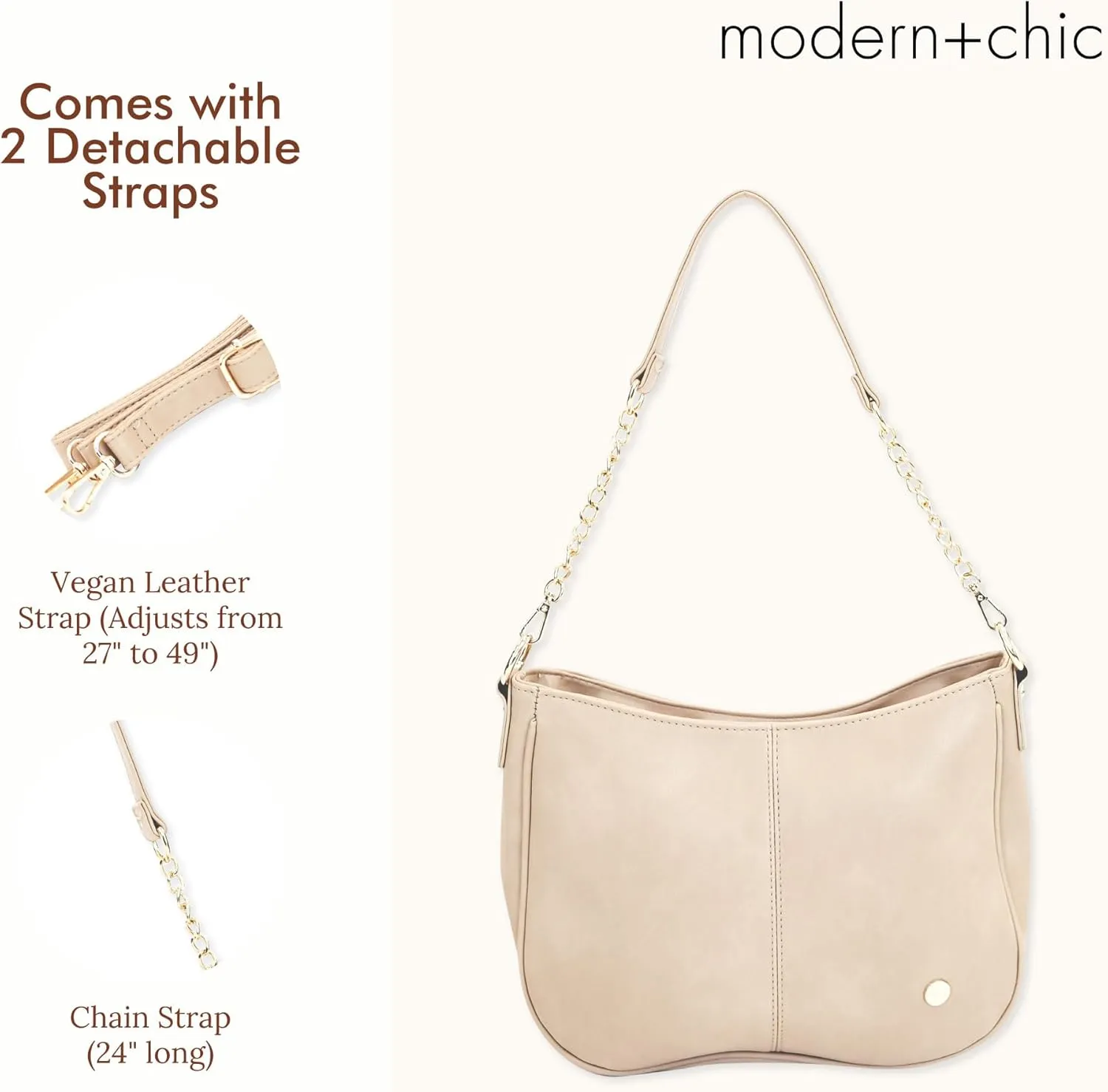 Modern Chic Crossbody Bags for Women - Marissa Saddle Crossbody, Vegan Leather Shoulder or Handbag with Two Adjustable Straps